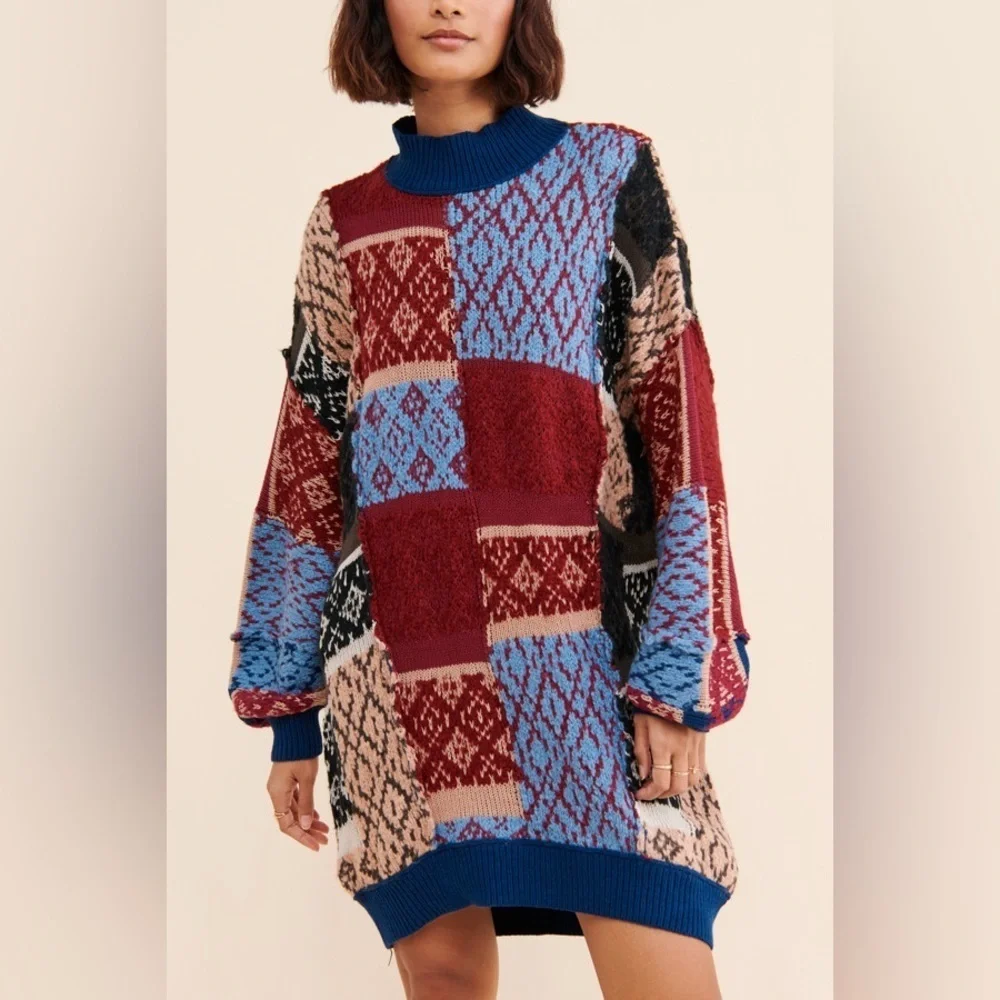 Free people Patched Argyle Mini Dress